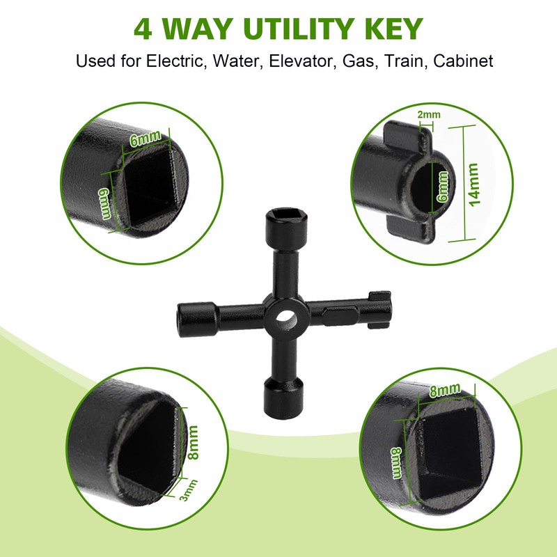 TFMUZERT Water Meter Key 16 Inch with 4-Way Utility Key,
