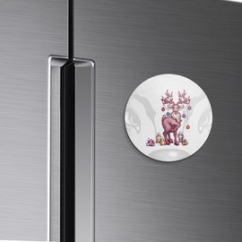 Unbranded Christmas Deer Animal | 4'' X 4'' Round Decorative Magnet