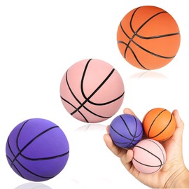 Exbrith Pack of 3 Mini Inflatable Basketball, Rubber Bouncy Ball, 6 cm, Squeeze Toy with High Elasticity for Party Bags for Office or Children's Birthday Parties
