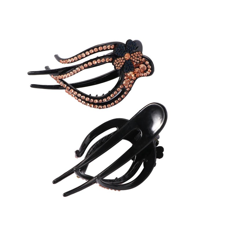 Leadigol 4PCS Heart Shaped Duckbill Clips,Flower Rhinestone Hair Clip Sparkly