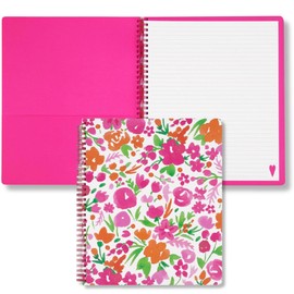 Steel Mill & Co Cute Large Spiral Notebook College Ruled, 11" x 9.5" with Durable Hardcover and 160 Lined Pages (Watercolor Flowers)