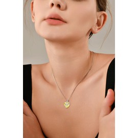 YL Mum Necklace 925 Sterling Silver Heart Pendant 12 Birthstone Cubic Zirconia Necklace Jewellery Gifts for Mother Wife Girlfriend Her, Silver, Cubic Zirconia