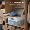 PRANDOM Storage Bins with Lids [3-Pack] Linen Fabric Foldable Storage