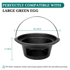 KAMaster Cast Iron Ash Can with Handle for Large Big GreenEggs,Charcoal Ash Pot Green Egg Accessories Must Haves,Perfectly Paired with Fire Grate/Charcoal Basket for Use | Quick & Easy Cleaning