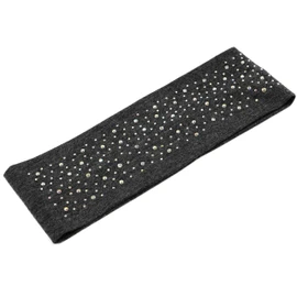 Mytoptrendz® Wide Headband Soft Stretchy Elastic Fabric Hair Band for Girls Women Bandeau Hair Wrap Fancy Hair Accessories with Sparkly Diamante Crysal (Grey Dark)