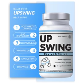 Upswing Vitamin C B12, L-Cysteine HCL Provides Glutathione, Vitamins B1, B2, B3, B6, B12, Folic Acid Biotin, Post-Social Recovery, Healthier Morning, Food Supplement Vegan Capsules-60 Power Pack