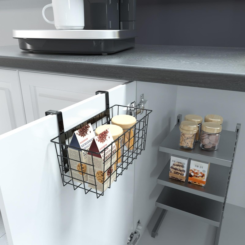 MaraFansie Basket with Hook, Grid Storage Basket, Over the Cabinet
