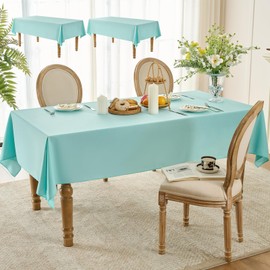 Glomii 2 Pack Truquoise Rectangle Table Cloths - Wrinkle Free Machine Washable Tablecloth, Polyester Durable Fabric Table Cover for Dinning Room, Party, Buffet, Wedding, Restaurants, 58 x 86 Inch.