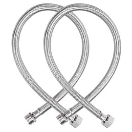 uxcell Faucet Supply Line Connector G1/2 Female x G1/2 Male 24 Inch Length 304 Stainless Steel Hose 2Pcs