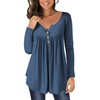 Ranphee Women's V-Neck Button Down Tunic Elegant Tops, L Blue