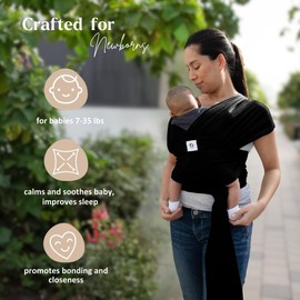 ELDOMA Black Baby Wrap Carrier - Lightweight, Breathable Baby Sling, Hands Free Baby Carrier Sling, Baby Carriers for Newborn, Infant