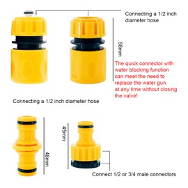 Garden Hose Coupling, 1/2 Inch Coupling, Hose Connection Set with Hose Connector 1/2 Inch, Two Way Coupling, Y Distribution, 2-in-1 Tap Connection for Garden Hose, Quick Connection, Pack of 10