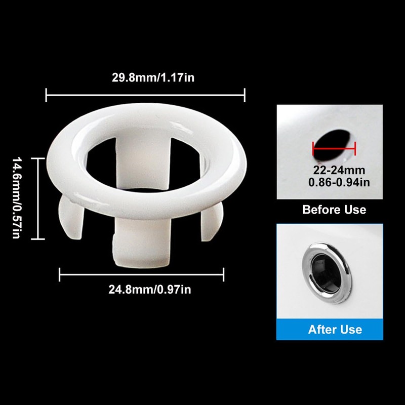 4-Pack Sink Circular Overflow Hollow Ring,Overflow Drain Cover,Kitchen Bathroom Sink
