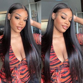 ISEE Silky Straight & Body Wave & Kinky Curky & Water Wave Invisible 13*4 HD Lace Front Human Hair Wig - Hair Texture: Straight, Hair Knots: Pre-Bleached Knots, Hair Length: 16 Bob