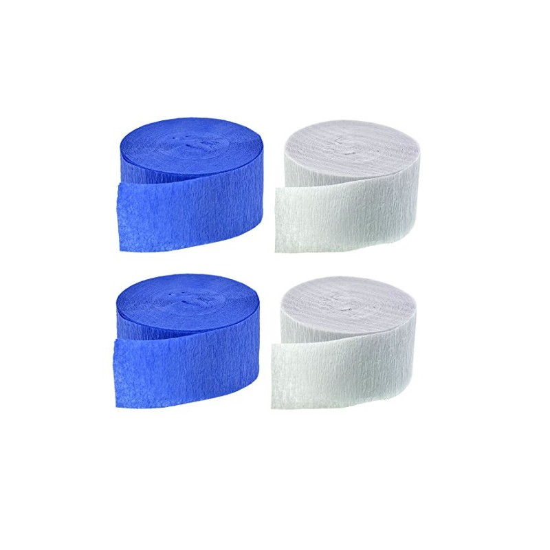 Blue and White Crepe Paper Streamers (2 Rolls Each Color)