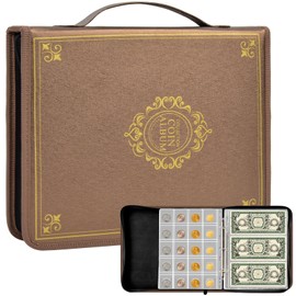 Coin Collection Book Holder for Collectors, 200 Pocket Coin Collection Album, 30 Sleeves Paper Money Display Storage Case for Coin Currency Collection Accessories (200 + 30 Money Binders) (Grey)