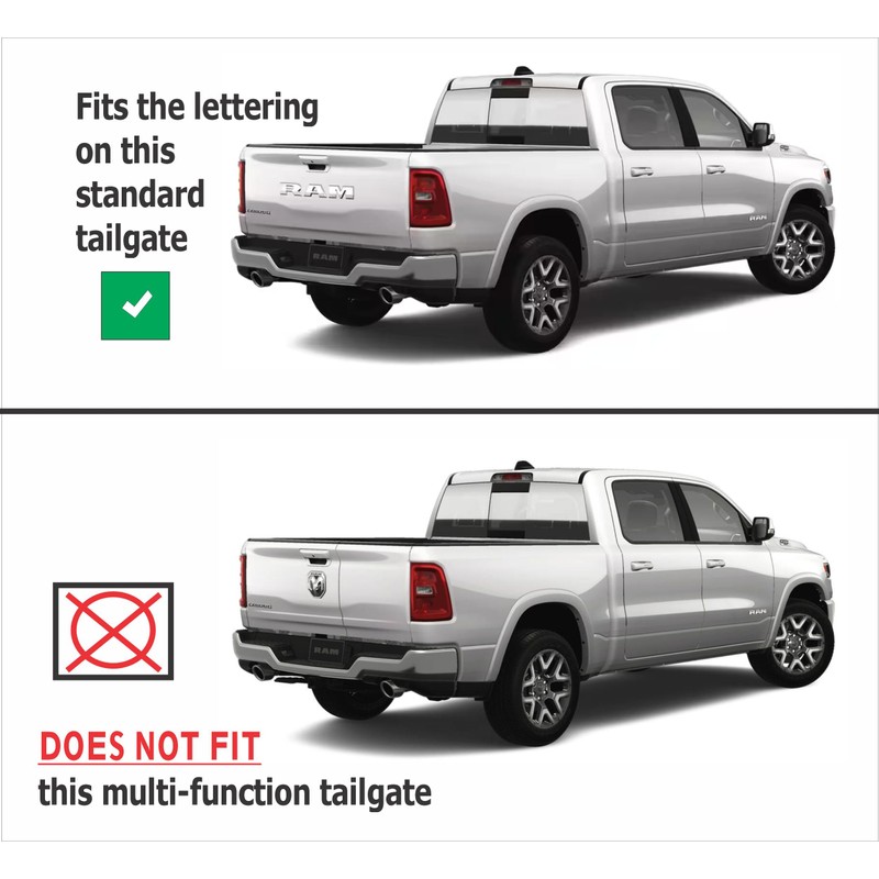 RAM Tailgate Emblem Overlay Decal Stickers 2025 Ram 1500 (Color: