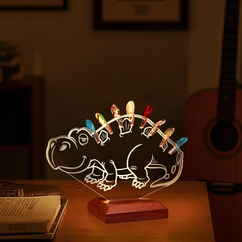 CoolGift Mart Light Up Guitar Pick Holder, Acrylic Dinosaur Pick