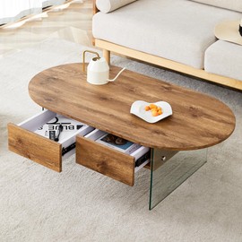 SVRCK Stylish Coffee Table with Double Drawers for Effortless Elegance, Simple Design, and Smart Storage Solutions, Living Spaces