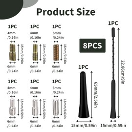 2 Stück Autoantenne Kurz, Dachantenne Auto Universal 6,5 cm + 23 cm Kfz Lang, Mini FM AM DAB Autoantenne Ersatz Antennenstab für Autoradio Starker Empfang, Inkl M4 M5 M6 Schrauben Gewindeadapter