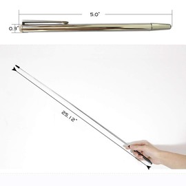 Pointer - Teachers Pointer - Teaching Pointer - Hand Pointer Extended Length, Presenter Whiteboard Pointer, Black Matte with Chrome Trim (Silver-2pcs)
