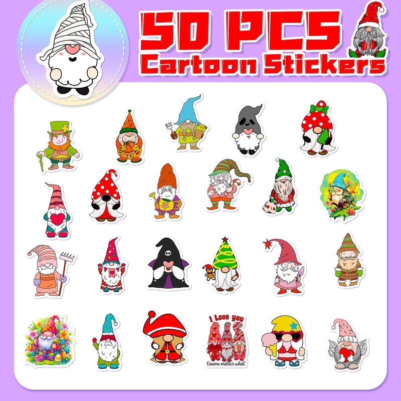 50PCS Cute Cartoon Dwarf Stickers Christmas Dwarf Elf Dwarf Stickers