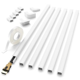 Cord Hider, 94in Cable Hider, One-Cord Cord Covers for Wall, Paintable Cable Cover Raceway, Wire Hiders for Tv on Wall, Wire Covers for Cords, Cord Cable Management, 6xL15.7 W0.59 H0.4in - Color: black
