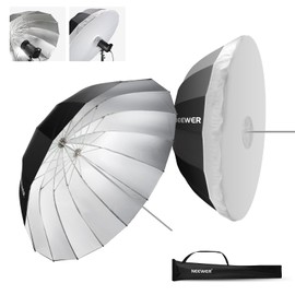 NEEWER 51"/130cm Parabolic Reflective Umbrella Photography with Silver Inner, Soft Lighting with Diffuser Cover, Bag, Quick Fold for Camera Photo Studio Video Light Shooting Monolight Flash, NS2U