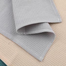 Jogoico Tea Towels, 100% Cotton, Set of 6 Kitchen Towels, 35 x 35 cm, Kitchen Towels, Absorbent, Thick Premium Waffle Towels, Tea Towel, Dishcloths, Cleaning Cloths, Machine Washable, Light Grey