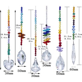H&D HYALINE & DORA Colorful Crystals Glass Pendants Chandelier Suncatchers Prisms Hanging Ornament Octogon Chakra Crystal Pendants for Home,Office,Garden Decoration,Pack of 6