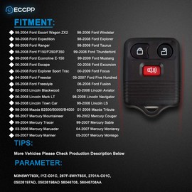 ECCPP fit for Keyless Entry Remote Control Car Key Fob Shell Case Lincoln Ford Mercury Mazda Series GQ43VT11T CWTWB1U212 CWTWB1U331 CWTWB1U345 (Pack of 2)