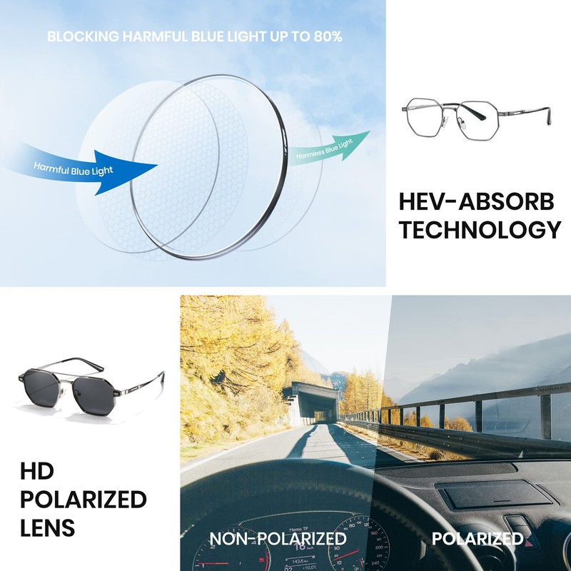 Cyxus Magnetic Glasses, 2-Way Glasses, Polarized Lens, Clip On, UV