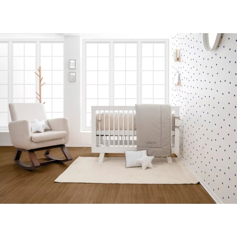 Baby Inc Set De Edredon Cuna Ultrasoft Gris Blanco Baby