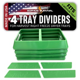Tray Dividers for Medium Harvest Right Freeze Dryer Trays (Set of 4 Dividers - Fits 1 Medium Tray, Green), Freeze Dryer Accessories, Adjustable Portions