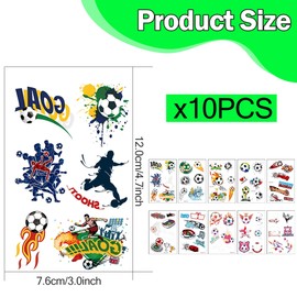 10 Sheets Noctilucent Football Tattoos for Kids, Glow in the Dark Temporary Tattoos, Fun Fake Face Stickers for Party Bags & Birthday Celebrations