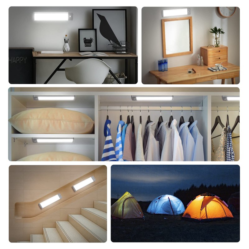 30-LED Under Cabinet Lights,USB Rechargeable Kitchen Cupboard Night Light,Battery Operated