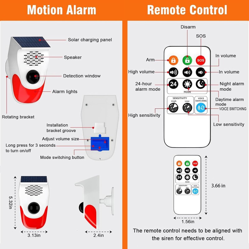 Outdoor Motion Sensor Noise Maker with 8 Replaceable Recording,Dog Barking