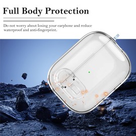KZIOACSH Clear Case for AirPods 4th Generation/AirPods 4, Full-Coverage Shockproof Soft TPU Protective Earphone Case [Reinforced Protection] Anti-Lost Carrying Bumper Cover with Keychain Hook