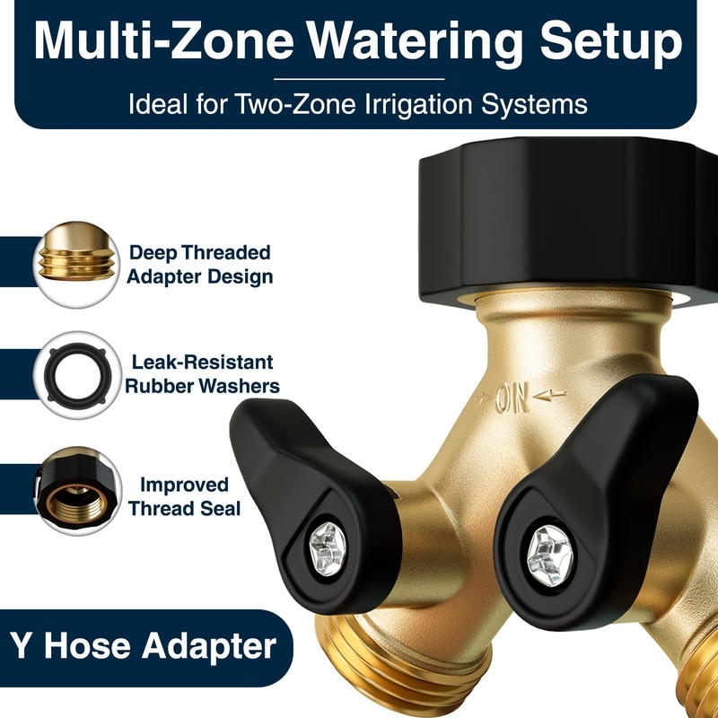 DBR Tech® Heavy Duty 2 Way Hose Splitter (Premium Brass