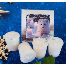 Winter Solstice Box of 4 Votive Candles Return of the Light Yule Christmas Butter Mint Scent Natural Essential Oils Peppermint Vanilla Bean