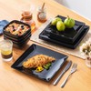 vancasso Soho Dinnerware Sets 12 Pieces, Black Stoneware Square Place