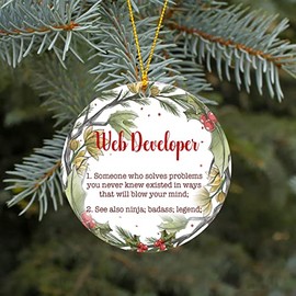 Christmas Ornaments 2025 Job Work Web Developer Gifts Holiday Ornament Party Present Decorative Congrats On New Job Good Luck Present Ideas Family Present Keepsake 3"