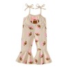 SYOKUP Toddler Baby Girl Football Outfit Bow Embroidery Spaghetti Strap
