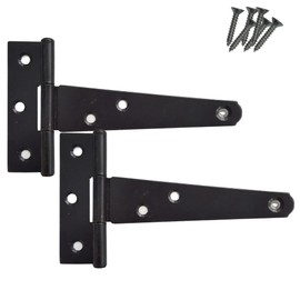 Keypak 2 Pack 150mm (6") T-Hinges Black Japanned, Metal Tee Hinges with Rustproof Coating, Ideal for Wooden Gates, Shed Doors, Barn Doors & External Use
