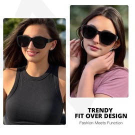 Myiaur 2 Pack Polarized Fit Over Sunglasses for Women, Oversized Square Wrap Around Sun Glasses with UV400 Protection