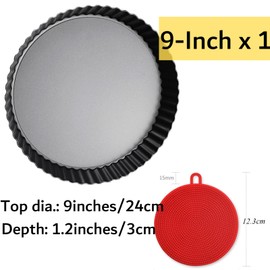 DATANYA Tart Pan 9 Inch Tart Pans Removable Bottom, Non-Stick Quiche Pan Carbon Steel Heavy Duty Pie Pan 9 Inch Tart Pan Loose Bottom, With a Depth of 1.2 Inches