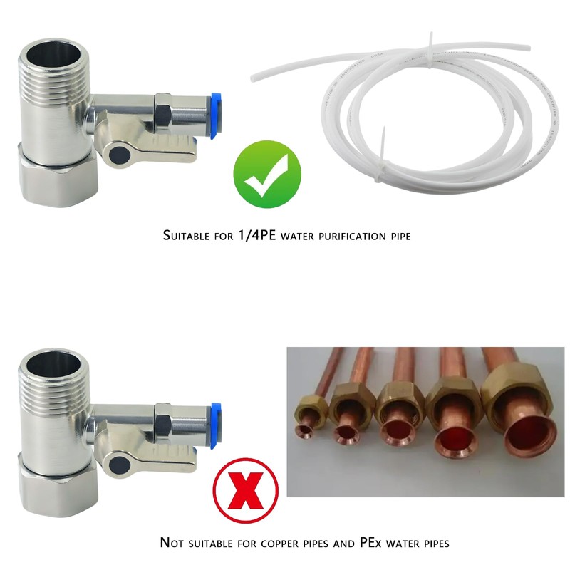 Stainless Steel Water Supply Adapter 1/2" x 1/2" x 1/4"