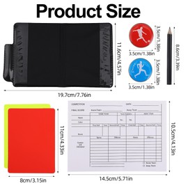 Football Referee Card Set, Red and Yellow Warning Cards with Leather Case, Log Paper, Pencil, Coin Toss, Referee Accessory Set for Training Volleyball Football Baseball Games