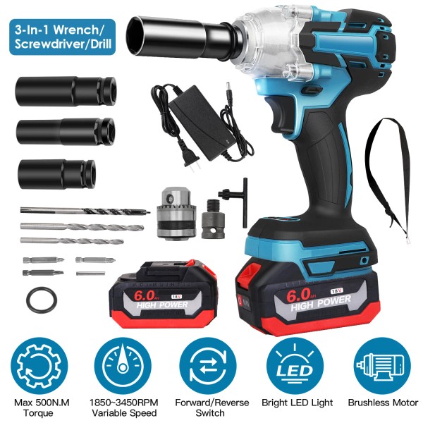 iMounTEK High Power Cordless Electric Impact Wrench Screwdriver Driver w/