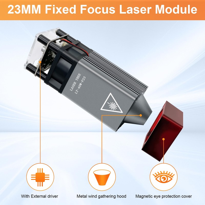 Upgraded 40W Laser Module, LASER TREE 23mm Fixed Focus Balance